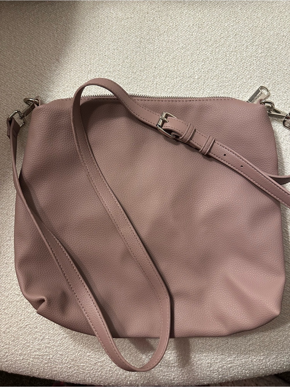 Steve Madden Pebbled Leather Crossbody in Dusty Mauve